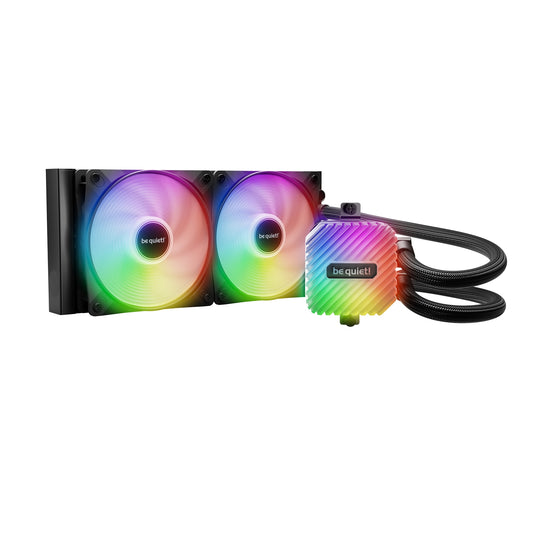 be quiet! Light Loop 240mm Liquid Cooler - High-Performance ARGB All-in-One Water Cooling System with Dual Light Wings LX PWM Fans - PC Gear UK