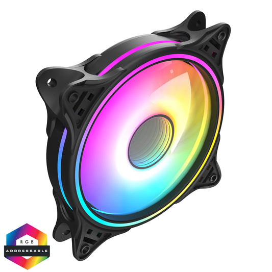 CiT Tornado FNB 120mm RGB LED Fan - High Airflow, Quiet Operation, 4-Pin PWM, Black - PC Gear UK