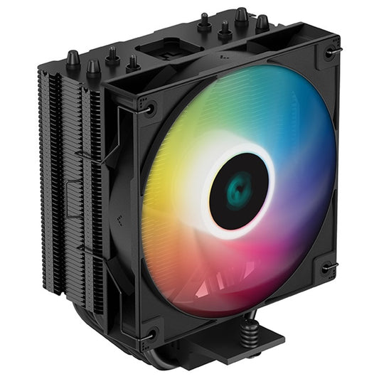 DeepCool AG400 Black ARGB V2 CPU Air Cooler, 120mm PWM Fan, 4 Direct Touch Heat Pipes, Addressable RGB, LGA1851/1700/1200, AM5/AM4 Compatible, High-Performance Single Tower Cooler - PC Gear UK