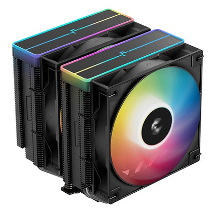 DeepCool, DeepCool AG620 BK ARGB V2 Dual-Tower CPU Air Cooler - Matte Black, Intel: LGA 1851, LGA 1700, LGA 1200, LGA 1151/1150/1155AMD: AM5, AM4