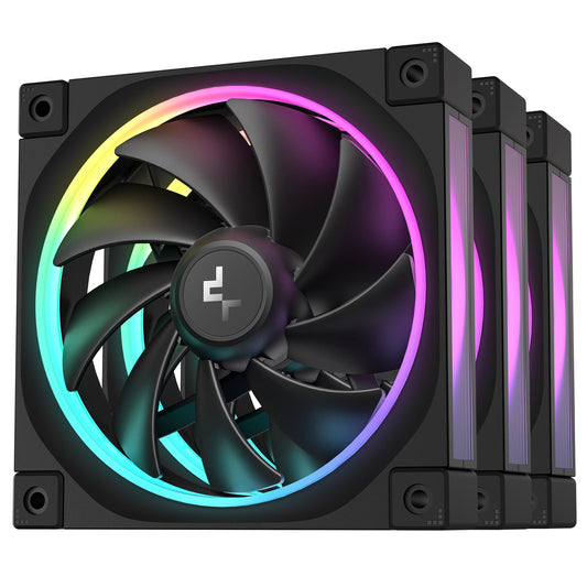 DeepCool FL12 120mm PWM 3 Pack Fan - High Performance, Low Noise, Fluid Dynamic Bearing, 36 ARGB LEDs, 500-2150 RPM, 55 CFM Airflow, 4-Pin PWM Control - PC Gear UK