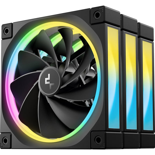 DeepCool FL12 120mm PWM 3 Pack Reverse Fan - High Performance, Low Noise, Fluid Dynamic Bearing, 36 ARGB LEDs, 500-2150 RPM, 55 CFM Airflow, 4-Pin PWM Control - PC Gear UK