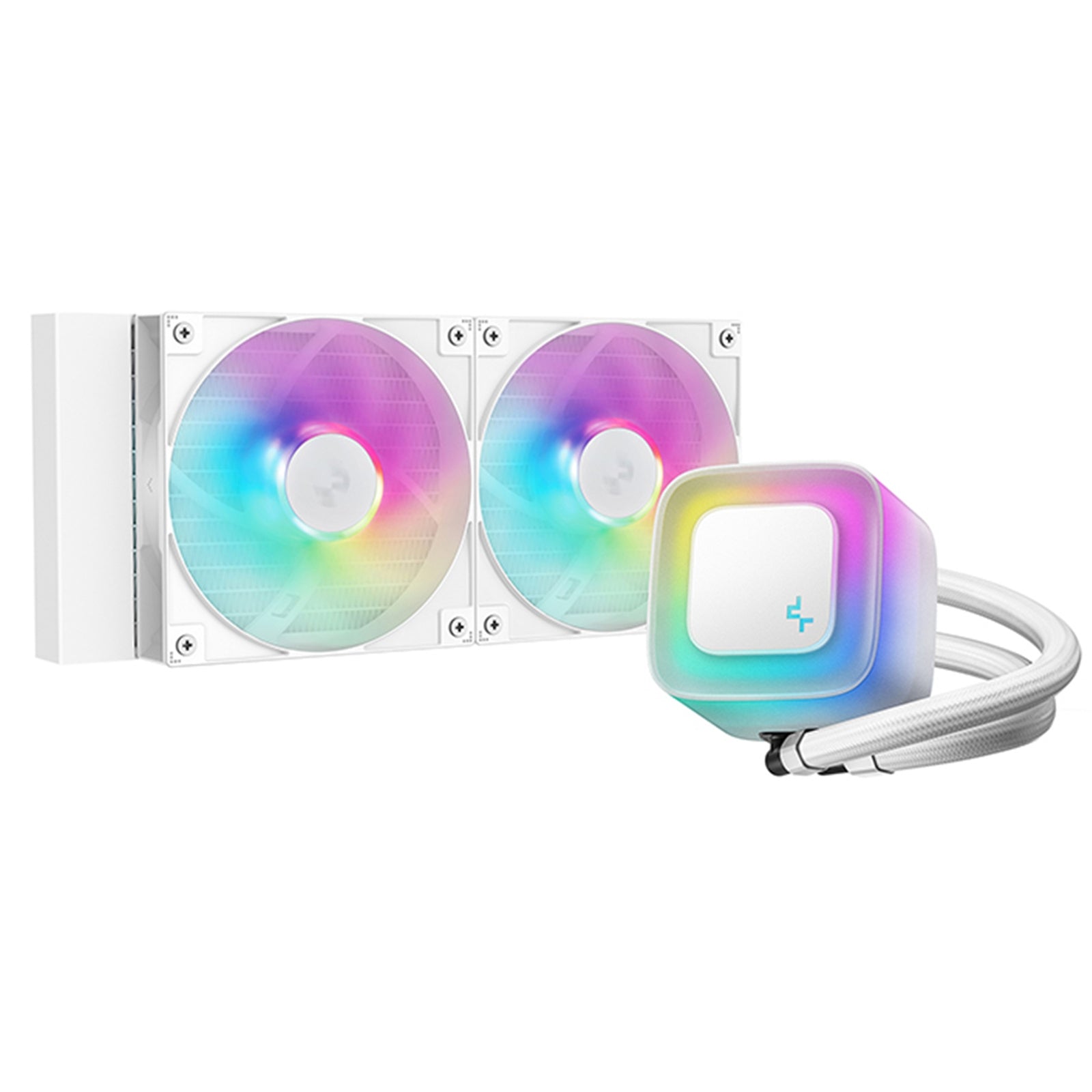 DeepCool LE240 V2 White 240mm Liquid CPU Cooler, Dual 120mm ARGB Fans, Anti-Leak Tech, Quiet Pump, High Performance for Intel & AMD Sockets - PC Gear UK