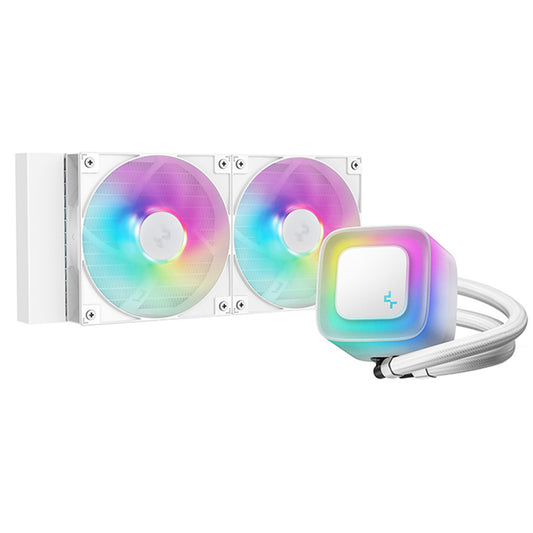 DeepCool LE240 V2 White 240mm Liquid CPU Cooler, Dual 120mm ARGB Fans, Anti-Leak Tech, Quiet Pump, High Performance for Intel & AMD Sockets - PC Gear UK