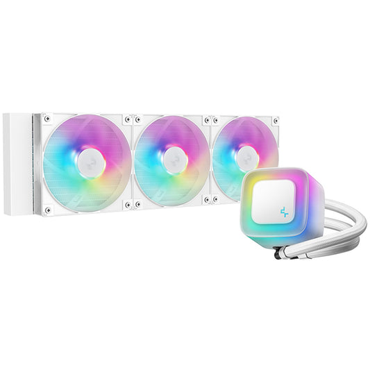 DeepCool LE360 V2 White 360mm Liquid CPU Cooler, Triple 120mm ARGB Fans, Anti-Leak Tech, Quiet High-Performance Pump, Compatible with Intel & AMD Sockets - PC Gear UK