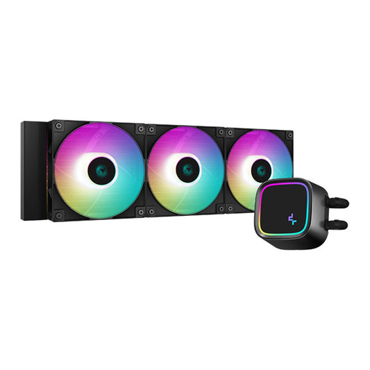 DeepCool LE720 Black AIO Cooler, 3x120mm ARGB PWM Fan, Copper Heatsink, Aluminium Radiator, Intel/AMD - PC Gear UK