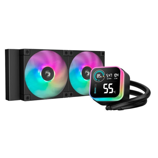 DeepCool LQ240 240mm AIO Liquid CPU Cooler, Segment LCD Display, Dual ARGB PWM Fans, Anti-Leak Tech, DeepCreative Software, Intel LGA1851/1700 & AMD AM5/AM4 Compatible - PC Gear UK