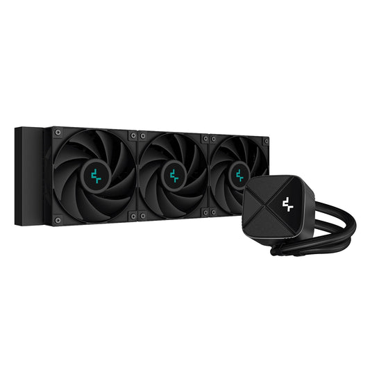 DeepCool LS720 SE Zero Dark All In One Liquid CPU Cooler, 360mm Radiator, 3x 120mm DeepCool Fans, Intel/AMD - PC Gear UK