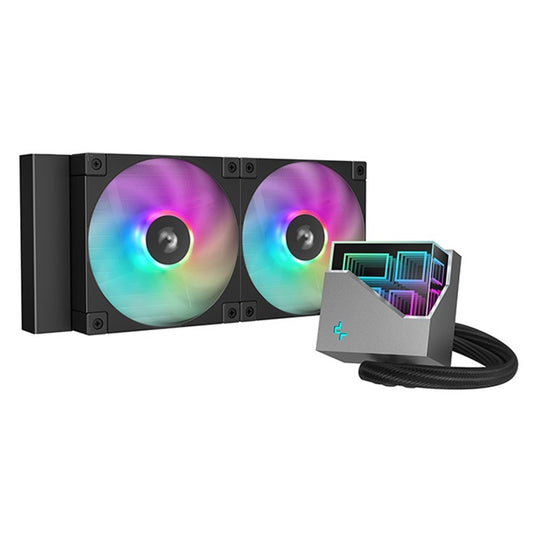 DeepCool LT240 Liquid CPU Cooler, 240mm Radiator, Dual 120mm ARGB Fans, Infinity Mirror Top Cap, Silent Operation, Anti-Leak Tech, Black - PC Gear UK