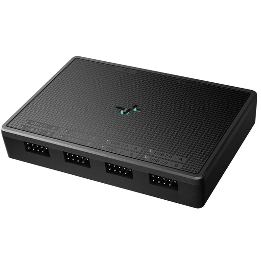 DeepCool USB HUB 4 ports, Easy Setup, Plug-and-play, Windows, macOS Compatibility, Connecting Multiple USB Devices, Black - PC Gear UK