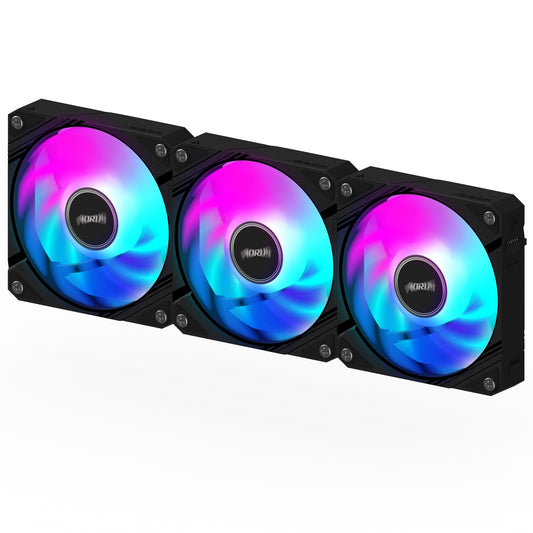 Gigabyte AORUS EZ Chain Fan 120 Ice 120mm ARGB Fans with Easy Daisy-Chain Setup 3-Pack Black - PC Gear UK