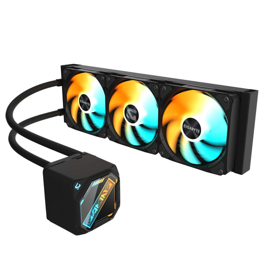 GIGABYTE GP-GIGABYTE GME 360 All-in-One Liquid CPU Cooler with 360mm Radiator, ARGB Lighting, Teflon Tubing and Magnetic Rotating Cover - PC Gear UK