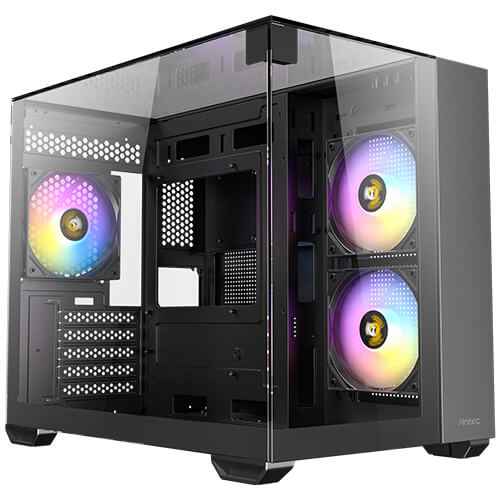 Antec CX600M ARGB Mini-Tower PC Gaming Case, 270 Full-View Tempered Glass, 3x 120mm ARGB LED Fans, USB 3.0, Dust Filters, Tool-Free Installation, Black