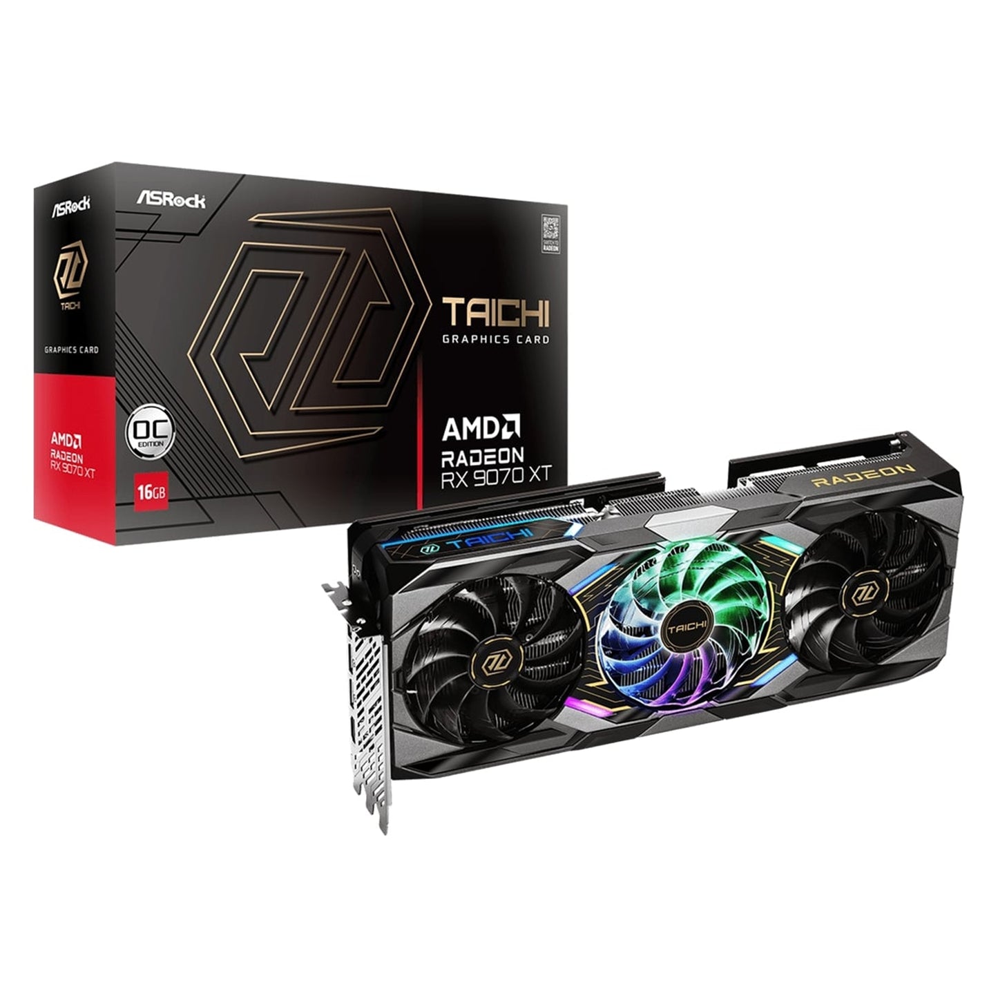 ASRock AMD Radeon RX 9070 XT Taichi OC 16GB GDDR6 Graphics Card | 3100MHz Boost | Triple Fan | Dual BIOS