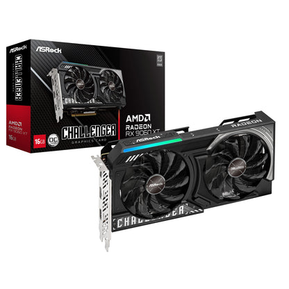 ASRock AMD Radeon RX 9060 XT Challenger OC 16GB GDDR6 Graphics Card | 3290MHz Boost | Dual Fan