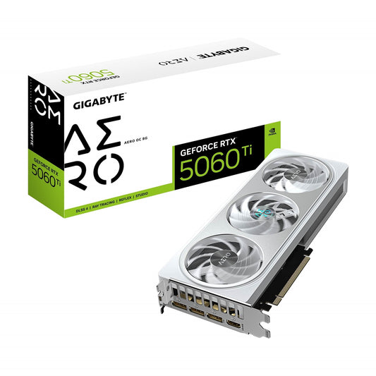 GeForce RTX 5060 Ti AERO OC 8GB GDDR7 Graphics Card, 4608 CUDA Cores, 2647 MHz Core Clock, Triple Fan, 3x DisplayPorts / 1x HDMI Port - PC Gear UK