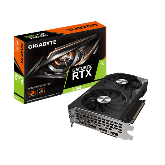 Gigabyte NVIDIA GeForce RTX 3060 WINDFORCE OC 12GB GDDR6 (rev. 2.0) Graphics Card, 3584 CUDA Cores, 1792 MHz Core Clock, Dual Fan, 2x DisplayPorts / 2x HDMI Ports - PC Gear UK