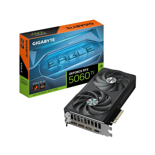 Gigabyte NVIDIA GeForce RTX 5060 Ti EAGLE OC 8GB GDDR7 Graphics Card, 4608 CUDA Cores, 2617MHz Core Clock, Dual Fan, 3x DisplayPorts / 1x HDMI Ports - PC Gear UK