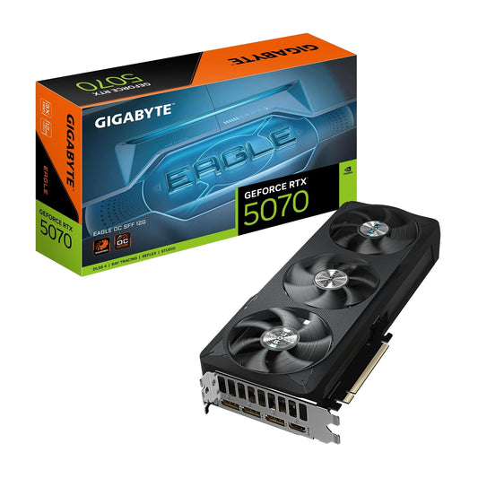 Gigabyte NVIDIA GeForce RTX 5070 EAGLE OC SFF 12GB GDDR7 Graphics Card, 6144 CUDA Cores, 2587 MHz Core Clock, Triple Fan, 3x DisplayPorts / 1x HDMI Port - PC Gear UK