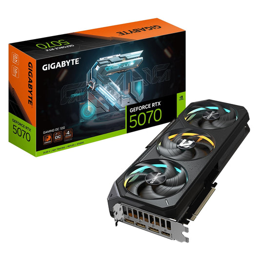 Gigabyte NVIDIA GeForce RTX 5070 GAMING OC 12GB GDDR7 Graphics Card, 6144 CUDA Cores, 2625 MHz Core Clock, Triple Fan, RGB, 3x DisplayPorts / 1x HDMI Port - PC Gear UK