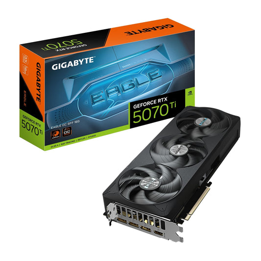 Gigabyte NVIDIA GeForce RTX 5070 Ti EAGLE OC SFF 16GB GDDR7 Graphics Card, 8960 CUDA Cores, 2542 MHz Core Clock, Triple Fan, 3x DisplayPorts / 1x HDMI Port - PC Gear UK