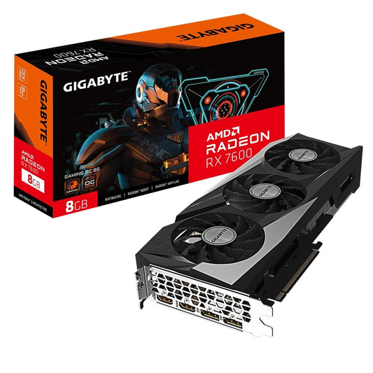 Gigabyte AMD Radeon RX 7600 GAMING OC 8GB GDDR6  Graphics Card,  2048 Streams, 2755 MHz Boost Clock, Triple Fan, RGB, 2x DisplayPorts / 2x HDMI Ports - PC Gear UK