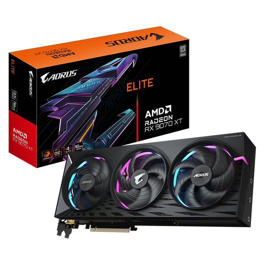 Gigabyte AMD Radeon RX 9070 XT ELITE 16GB GDDR6 Graphics Card, 4096 Streams, TBD MHz Core Clock, Triple Fan, RGB, 2x DisplayPorts / 2x HDMI Ports - PC Gear UK