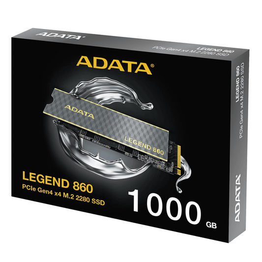 Adata Legend 860 (SLEG-860-1000GCS) 1TB NVMe SSD, PCIe Gen4, M.2 Interface, 2280, Read 5000 MB/s, Write 3000 MB/s, Heatsink 5 Year Warranty - PC Gear UK