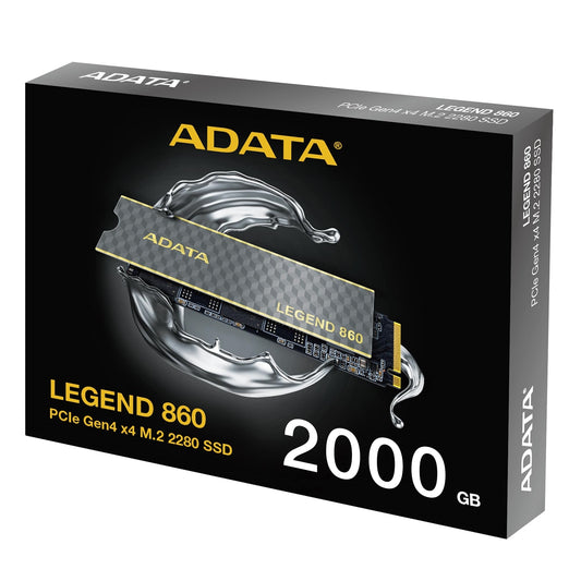 Adata Legend 860 (SLEG-860-2000GCS) 2TB NVMe SSD, PCIe Gen4, M.2 Interface, 2280, Read 6000 MB/s, Write 5000 MB/s, Heatsink 5 Year Warranty - PC Gear UK