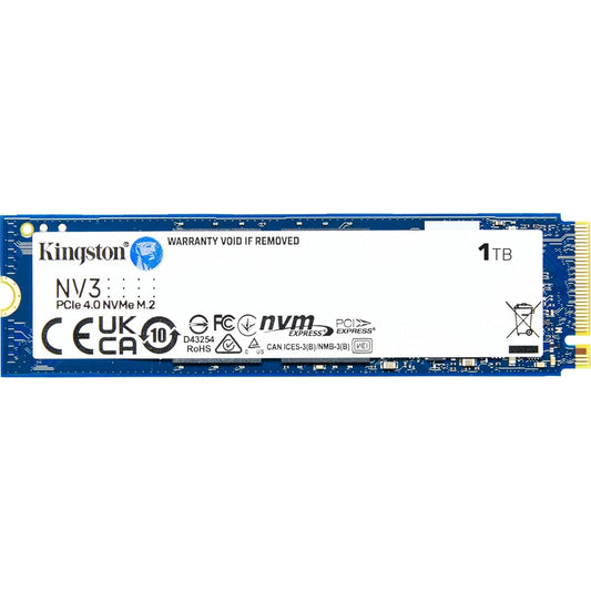 Kingston NV3 (SNV3S/1000G) 1TB NVMe SSD, M.2 Interface, PCIe Gen4, 2280, Read 6000 MB/s, Write 4000 MB/s, 3 Year Warranty - PC Gear UK
