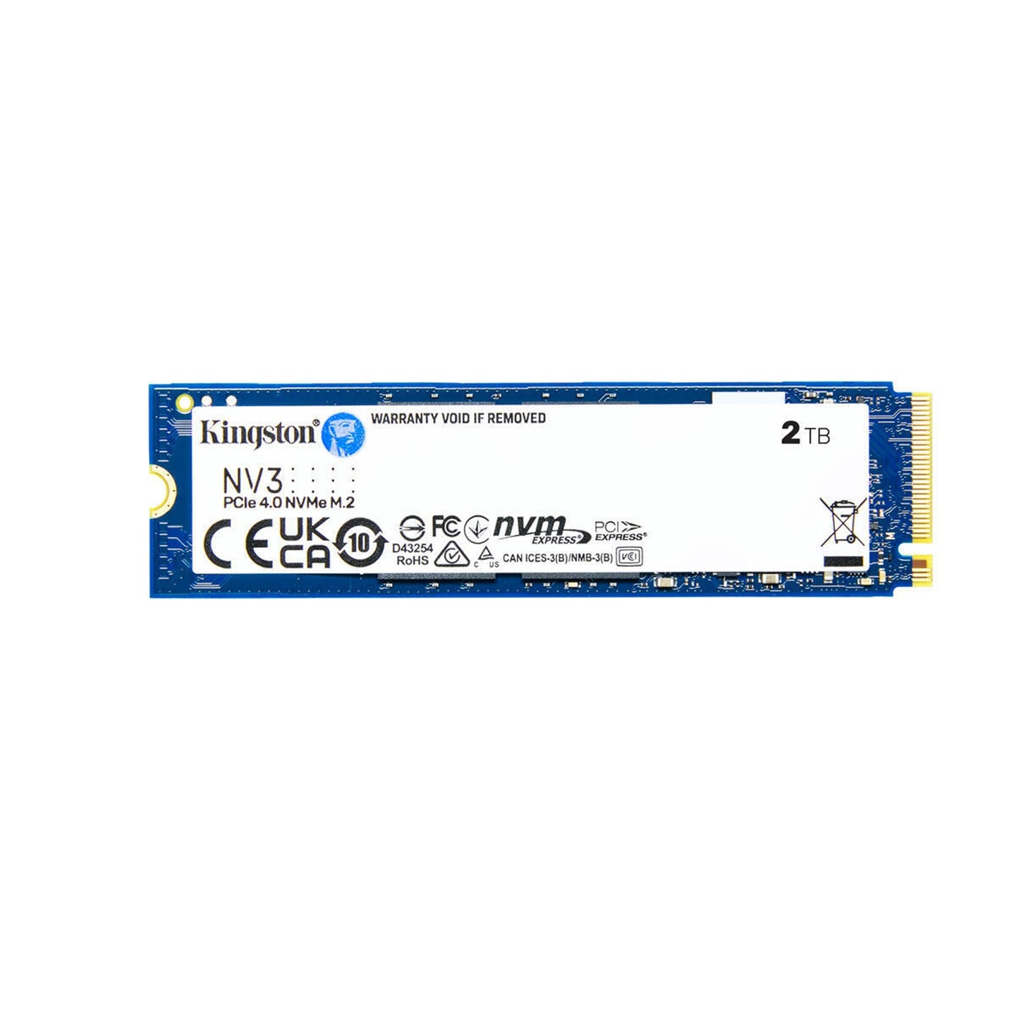 Kingston, Kingston NV3 (SNV3S/2000G) 2TB NVMe SSD, M.2 Interface, PCIe Gen4, 2280, Read 6000 MB/s, Write 5000 MB/s, 3 Year Warranty, M.2 2280