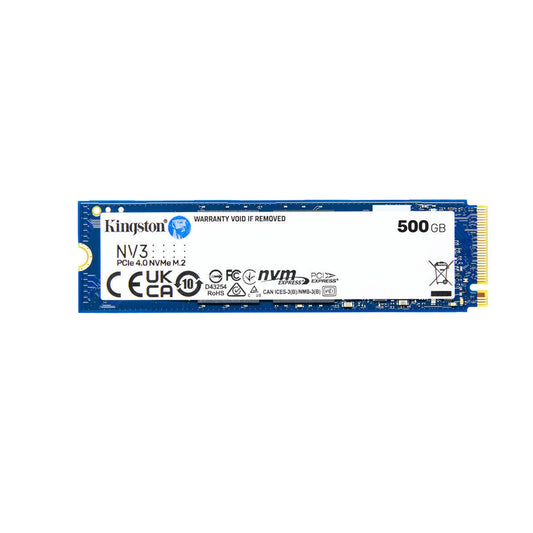 Kingston NV3 (SNV3S/500G) 500GB NVMe SSD, M.2 Interface, PCIe Gen4, 2280, Read 6000 MB/s, Write 2200 MB/s, 3 Year Warranty - PC Gear UK