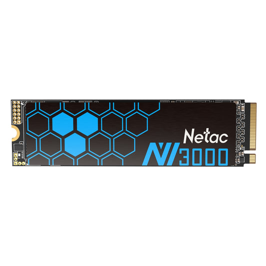 NETAC NV3000 (NT01NV3000-2T0-E4X) 2TB NVMe SSD, M.2 Interface, PCIe Gen3, 2280 SSD, Read 3300MB/s, Write 2900MB/s, Heatsink, 5 Year Warranty - PC Gear UK