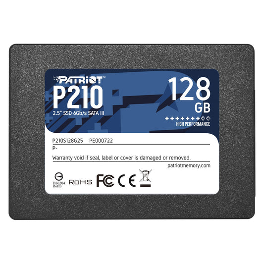 Patriot P210 (P210S128G25) 128GB 2.5 Inch SSD, Sata 3 Interface, Read 450MB/s, Write 540MB/s, 3 Year Warranty - PC Gear UK