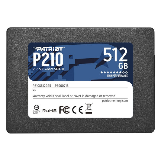 Patriot P210 (P210S512G25) 512GB 2.5 Inch SSD, Sata 3 Interface, Read 520MB/s, Write 430MB/s, 3 Year Warranty - PC Gear UK