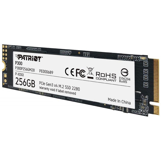 Patriot P300 (P300P256GM28) 256GB NVMe SSD, M.2 Interface, PCIe Gen3, 2280, Read 1700MB/s, Write 1100MB/s, 3 Year Warranty - PC Gear UK