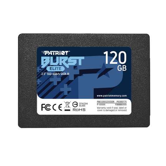 Patriot Elite (PBE120GS25SSDR) 120GB 2.5 Inch SSD, Sata 3 Interface, Read 450MB/s, Write 320MB/s,3 Year Warranty - PC Gear UK