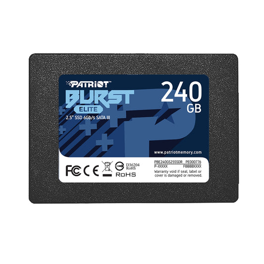 Patriot Elite (PBE240GS25SSDR) 240GB 2.5 Inch SSD, Sata 3 Interface, Read 450MB/s, Write 320MB/s,3 Year Warranty - PC Gear UK