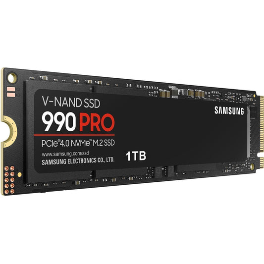 Samsung 990 PRO(MZ-V9P1T0BW) 1TB NVMe SSD, PCIe Gen4, M.2 Interface, 2280, Read 7450 MB/s, Write 6900 MB/s, 5 Year Warranty - PC Gear UK