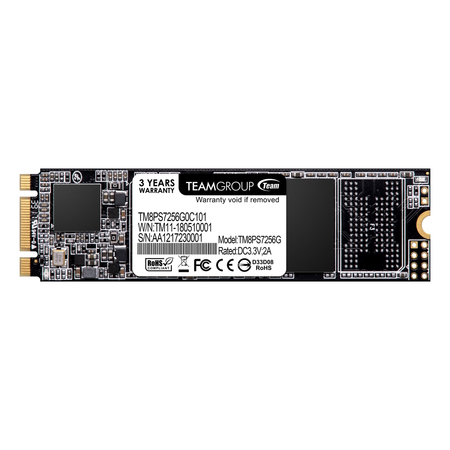 Team MS30 (TM8PS7256G0C101) 256GB, M.2 Sata Interface, PCIe Gen3, Read 550MB/s, Write 470MB/s, 3 Year Warranty, M.2 2280