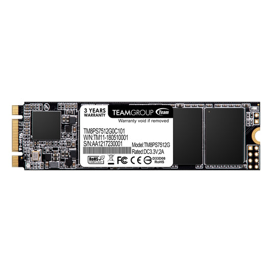 Team MS30 (TM8PS7512G0C101) 512GB, M.2 Sata Interface, PCIe Gen3, Read 550MB/s, Write 480MB/s, 3 Year Warranty - PC Gear UK
