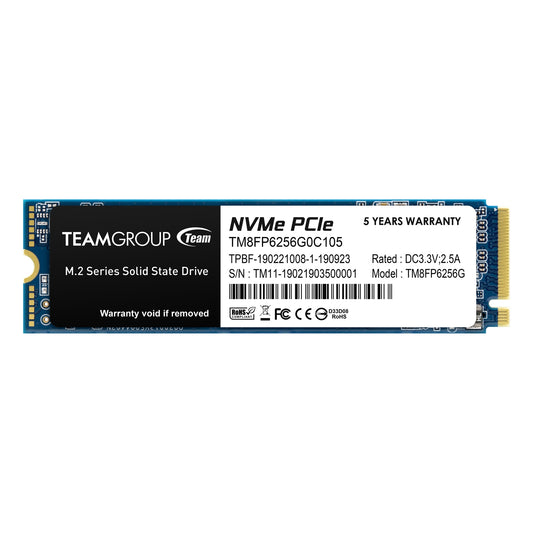 Team MP33 (TM8FP6256G0C101) 256GB NVMe M.2 Interface, PCIe Gen3, 2280, Read 1600MB/s, Write 1000MB/s, 3 Year Warranty - PC Gear UK