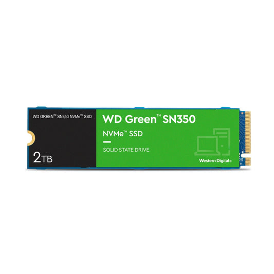 WD Green SN350 (WDS200T3G0C) 2TB NVMe SSD, M.2 Interface, PCIe Gen3, 2280, Read 3200MB/s, Write 3200MB/s, 3 Year Warranty - PC Gear UK
