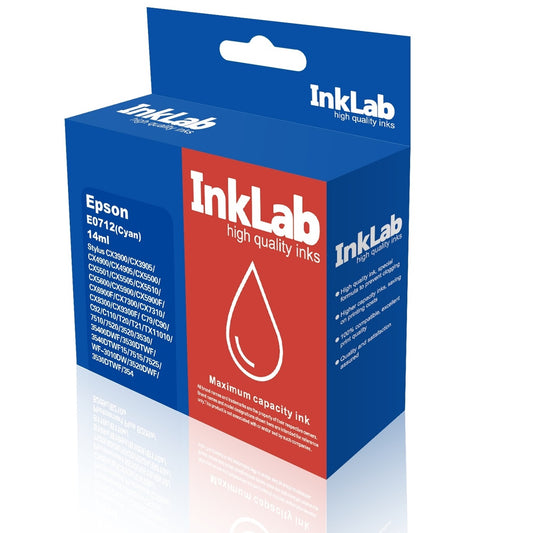 InkLab 712 Epson Compatible Cyan Replacement Ink - PC Gear UK