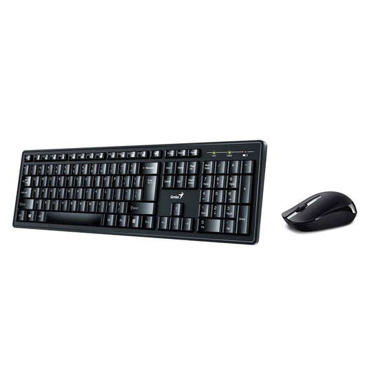 Genius KM-8200 Wireless Smart Keyboard and Mouse Combo Set, Customizable Function Keys, Multimedia, Full Size UK Layout and Optical Sensor Mouse, 1000dpi, designed for Home or Office - PC Gear UK