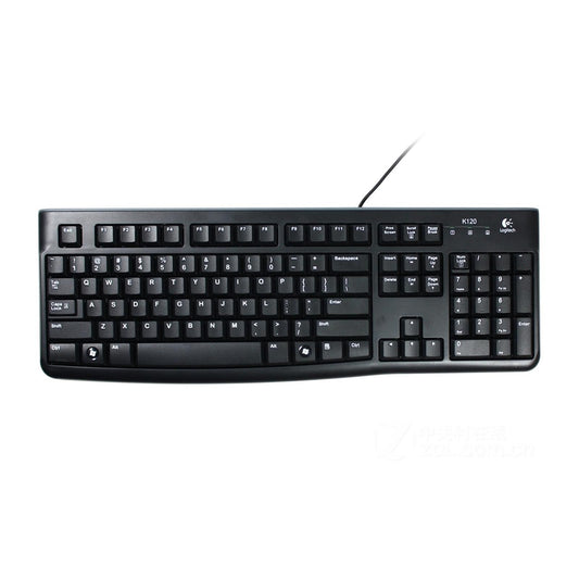 Logitech K120 Wired Keyboard for Windows, USB Plug-and-Play, Full-Size, Spill-Resistant, Curved Space Bar, Compatible with PC and Laptop, QWERTY UK English Layout, Black - PC Gear UK