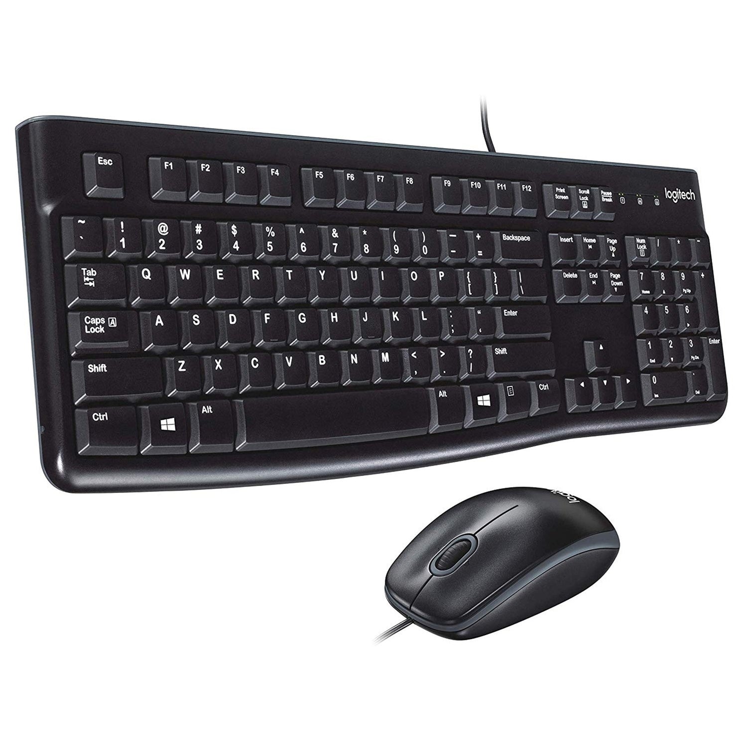Logitech MK120 Wired Keyboard and Mouse Combo for Windows, Optical Wired Mouse, Full-Size Keyboard, USB Plug-and-Play, Compatible with PC and Laptop, QWERTY UK English Layout, Black - PC Gear UK