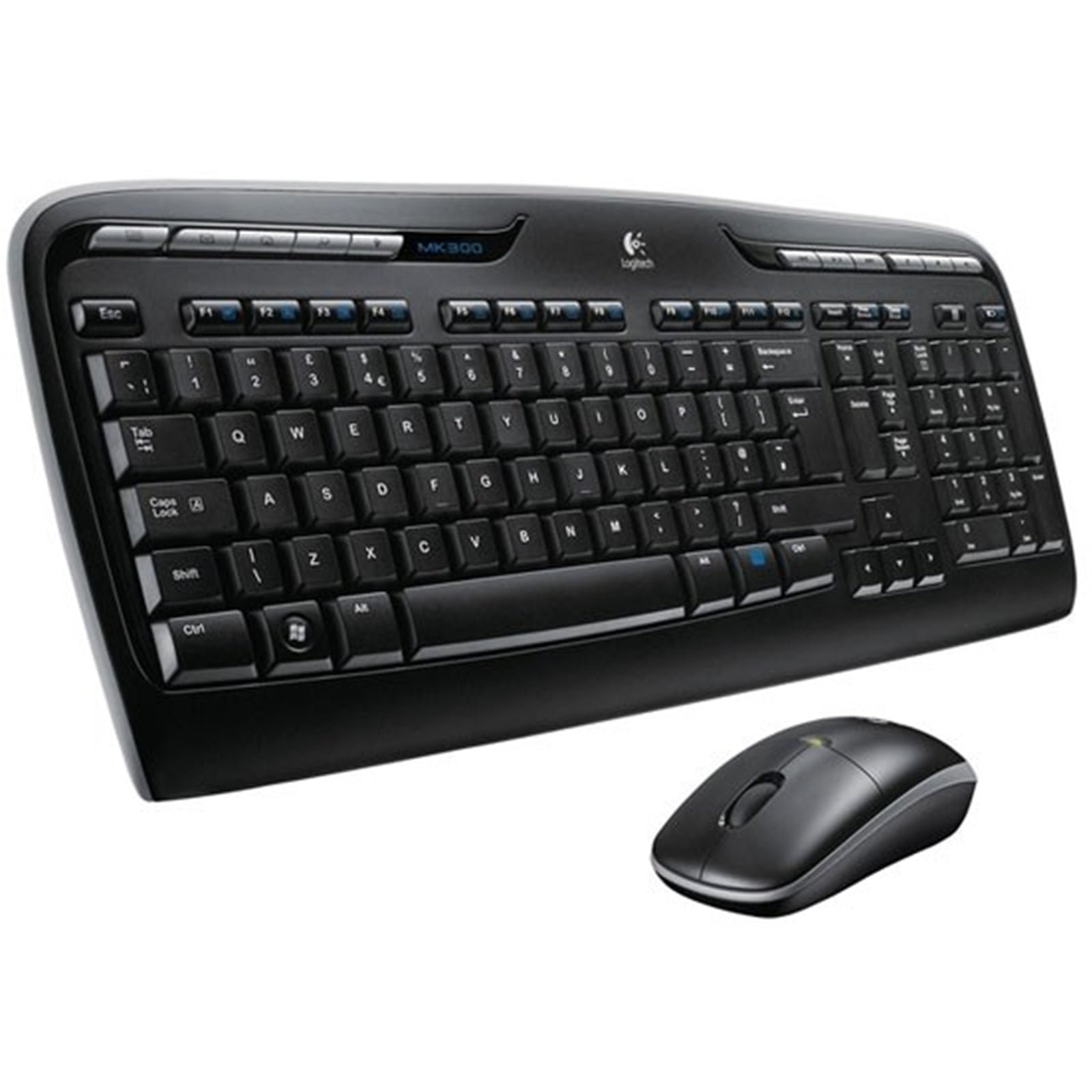 Logitech MK330 Wireless Keyboard and Mouse Combo for Windows, 2.4 GHz Wireless with USB-Receiver, Portable Mouse, Multimedia Keys, Long Battery Life for PC/Laptop, QWERTY UK Layout, Black - PC Gear UK