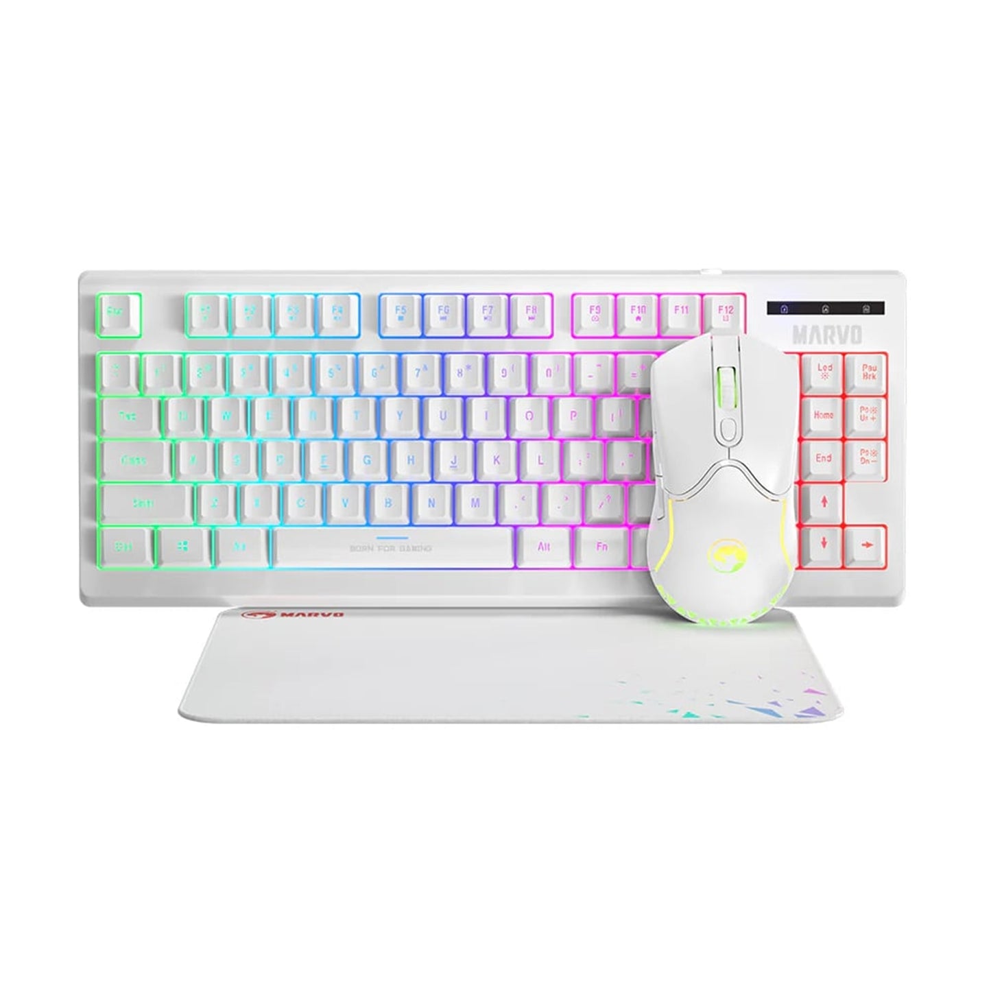 Marvo Scorpion CM310 Loot 30 3 in 1 RGB Wired Gaming UK Layout TKL Keyboard, Mouse and Mat Bundle (White) - PC Gear UK