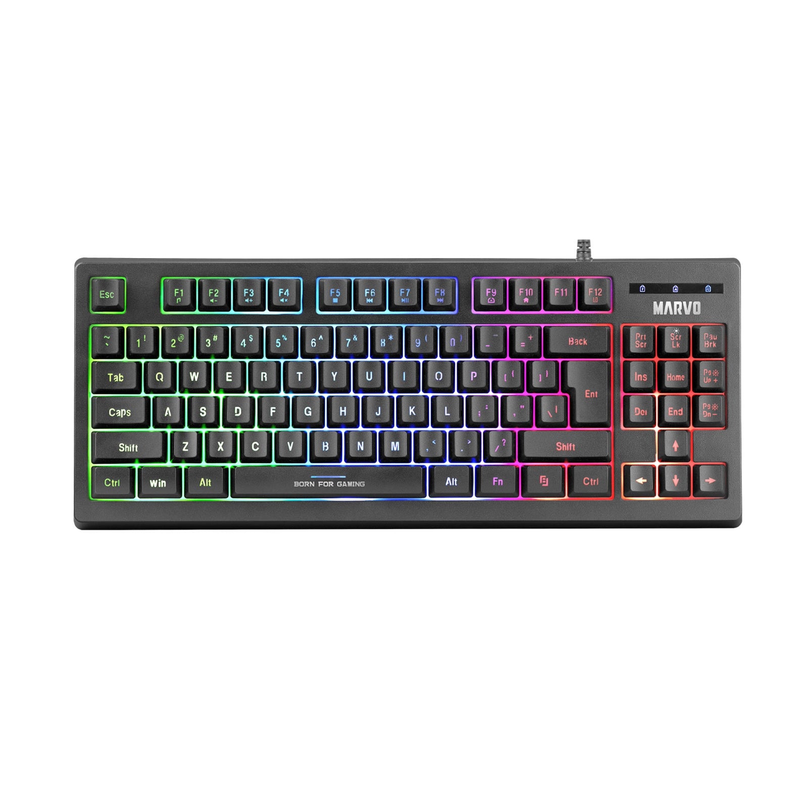 Marvo Scorpion K607 80% TKL Layout Multimedia USB 2.0 Wired 3 Colour Backlit Gaming Keyboard - PC Gear UK